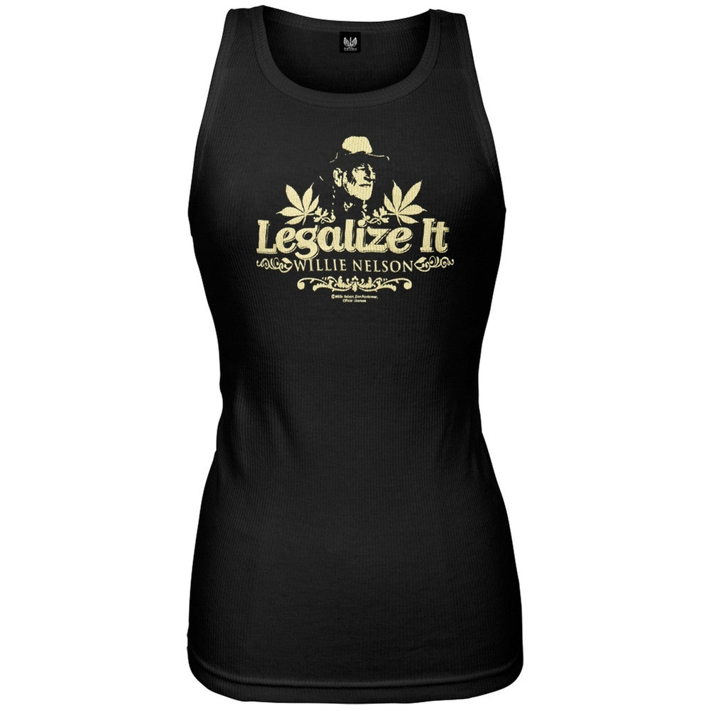 Willie Nelson - Legalize It Juniors Tank Top Juniors Tank Tops Willie Nelson   