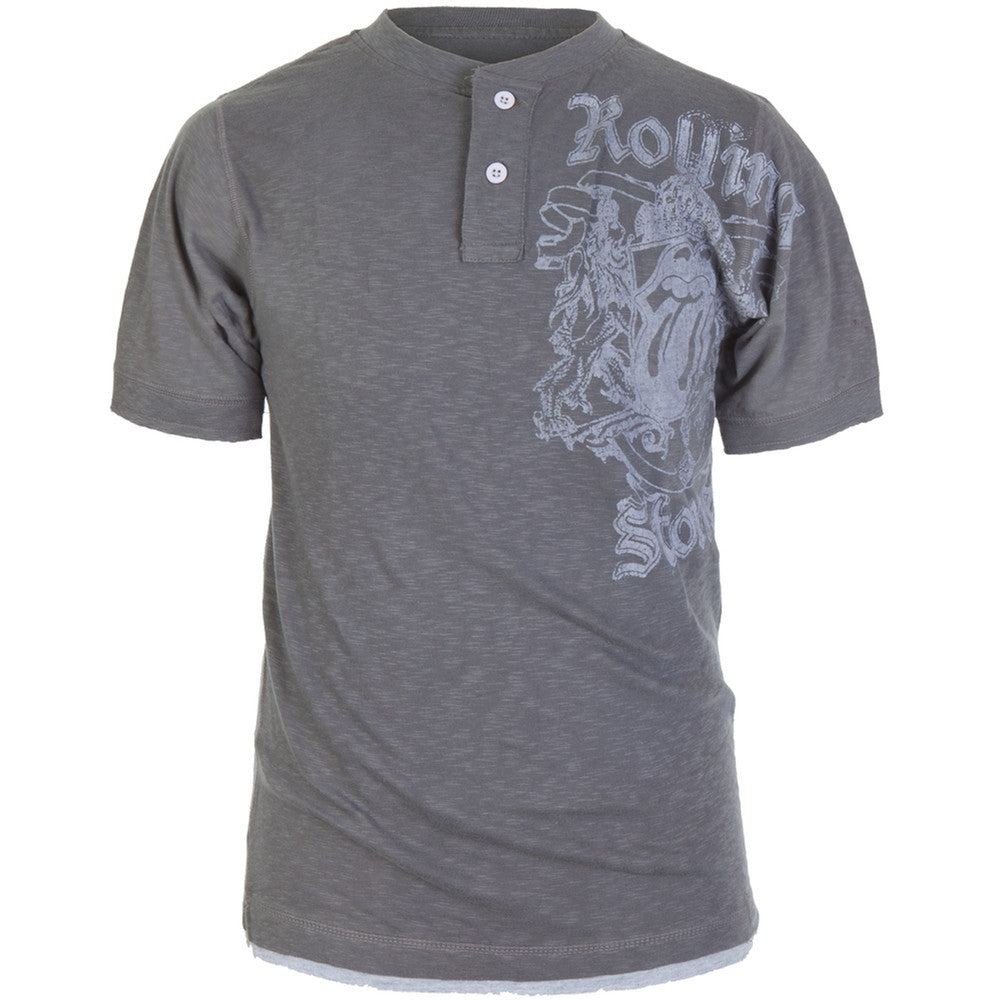 Rolling Stones - Tongue Shield Henley Men's Henleys Rolling Stones SM Grey 