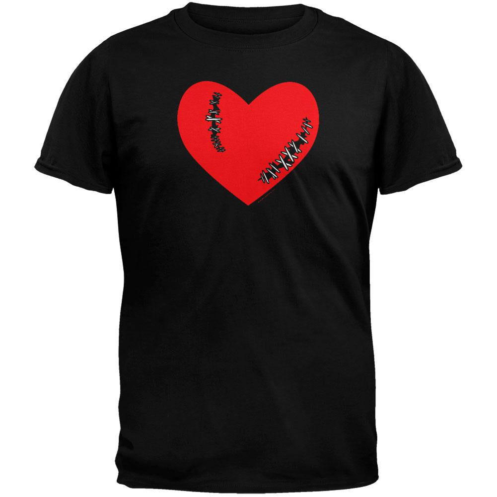 Stitched Heart T-Shirt Men's T-Shirts Old Glory SM Black