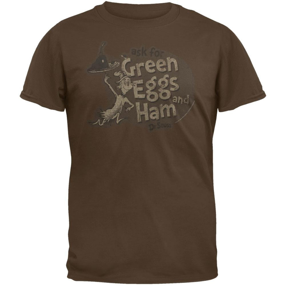 Dr. Seuss - Ask Green Eggs T-Shirt Men's T-Shirts Dr. Seuss LG Brown 