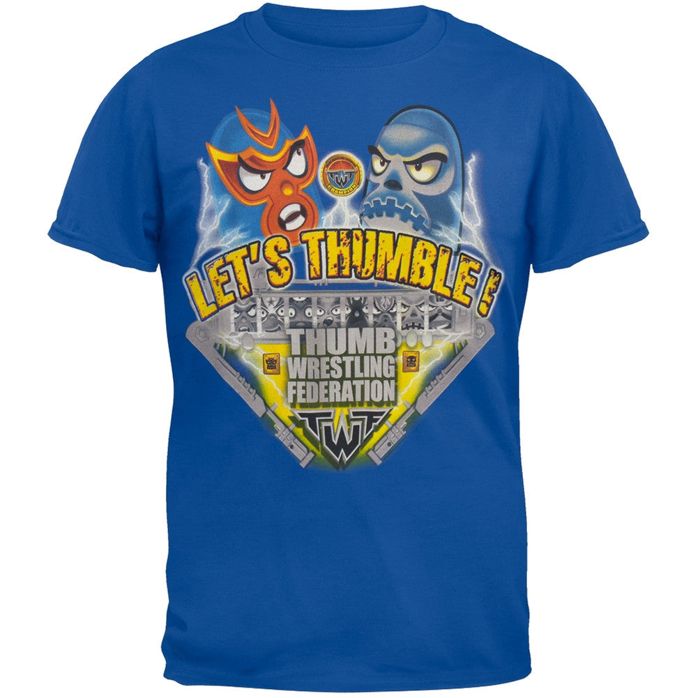 Thumb Wrestling Federation - Face Off Youth T-Shirt Youth T-Shirts Thumb Wrestling LG Blue 