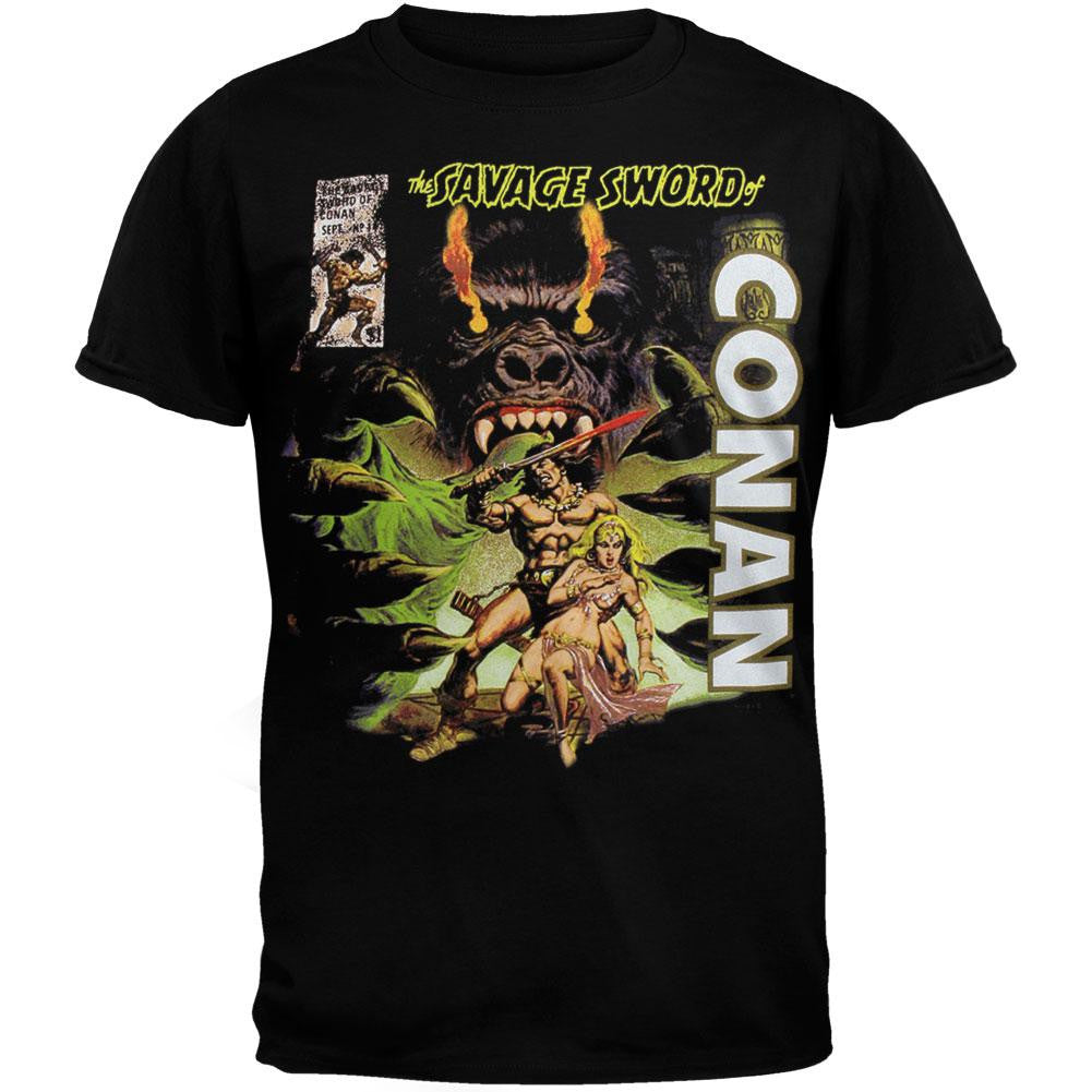 Conan - Savage Sword Soft T-Shirt Men's T-Shirts Conan the Barbarian SM Black 