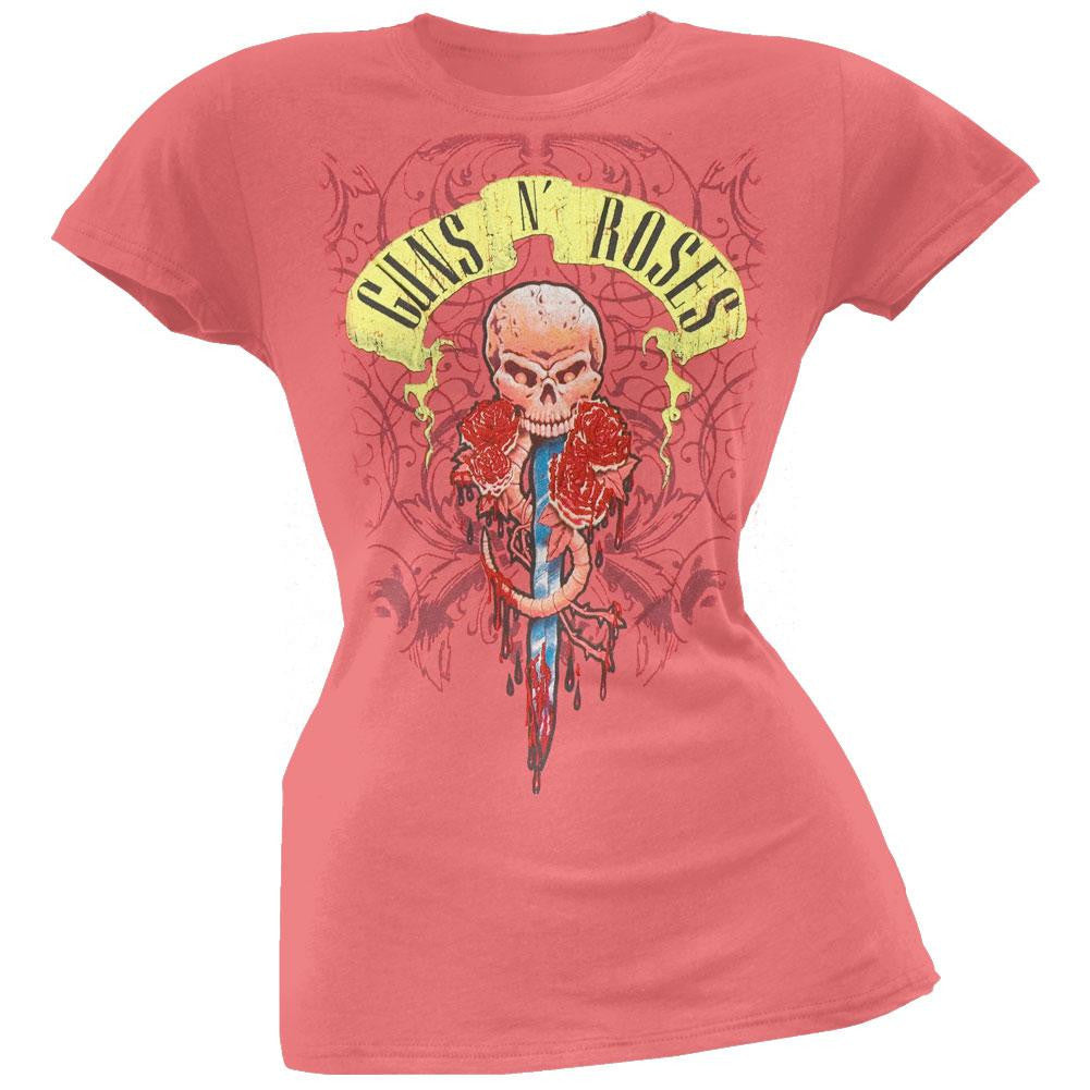 Guns N Roses - Dagger Premium Juniors T-Shirt Juniors T-Shirts Guns N' Roses LG Pink 