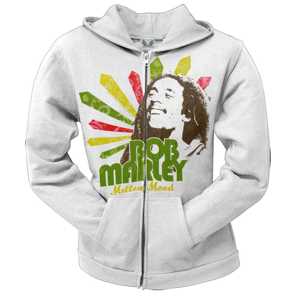 Bob Marley - Mellow Mood Juniors Zip Hoodie Juniors Hoodies Bob Marley SM White