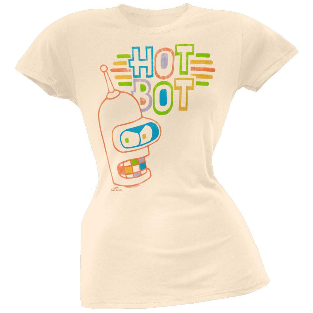 Futurama - Hot Bot Juniors Soft T-Shirt Juniors T-Shirts Futurama LG Off-White 