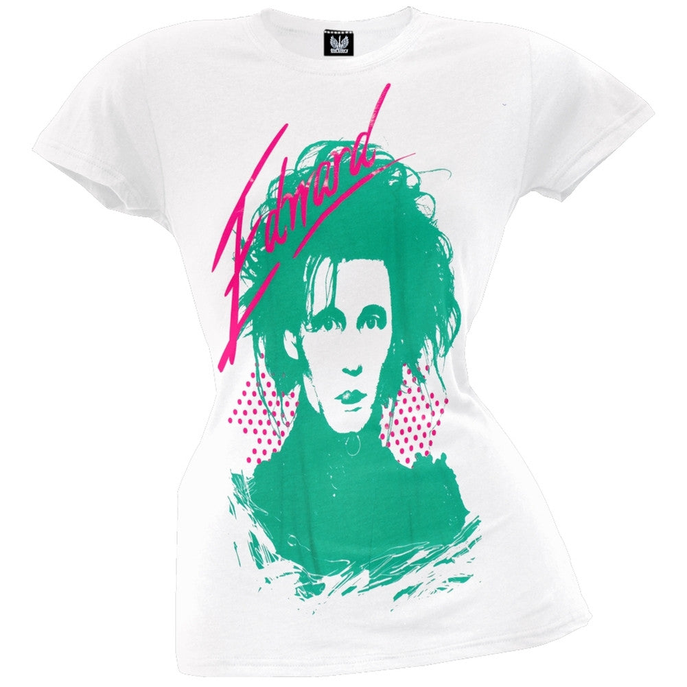 Edward Scissorhands - 80s Style Juniors T-Shirt Juniors T-Shirts Edward Scissorhands MD White