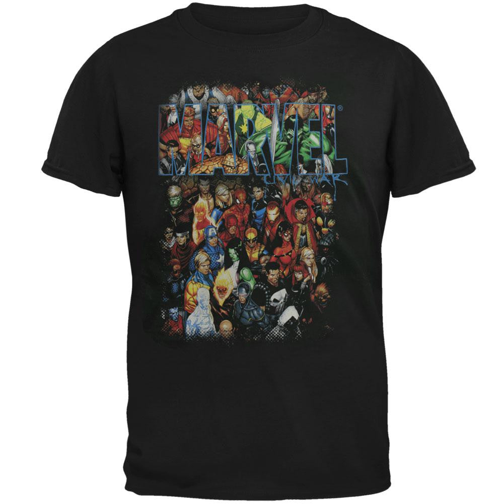 Marvel Heroes - Group Shot T-Shirt Men's T-Shirts Marvel LG Black 