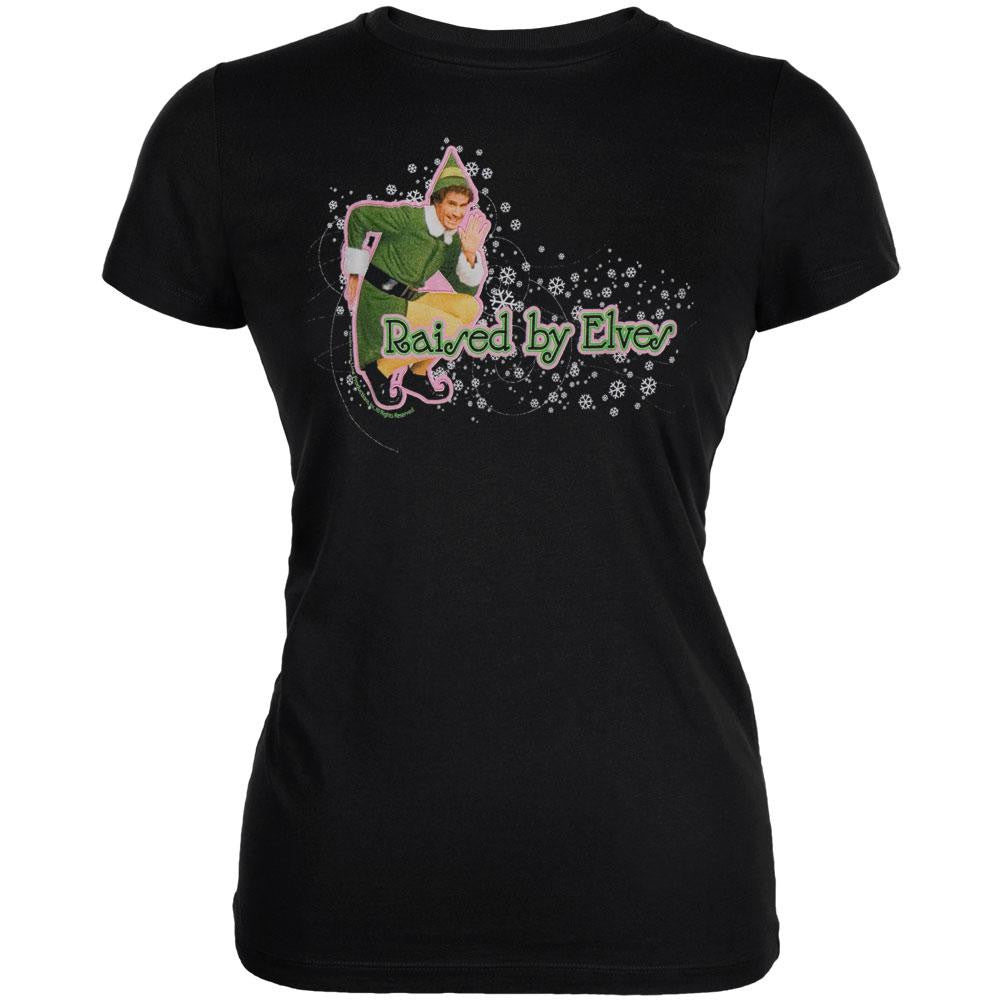 Elf - Raised By Elves Juniors T-Shirt Juniors T-Shirts Elf SM Black