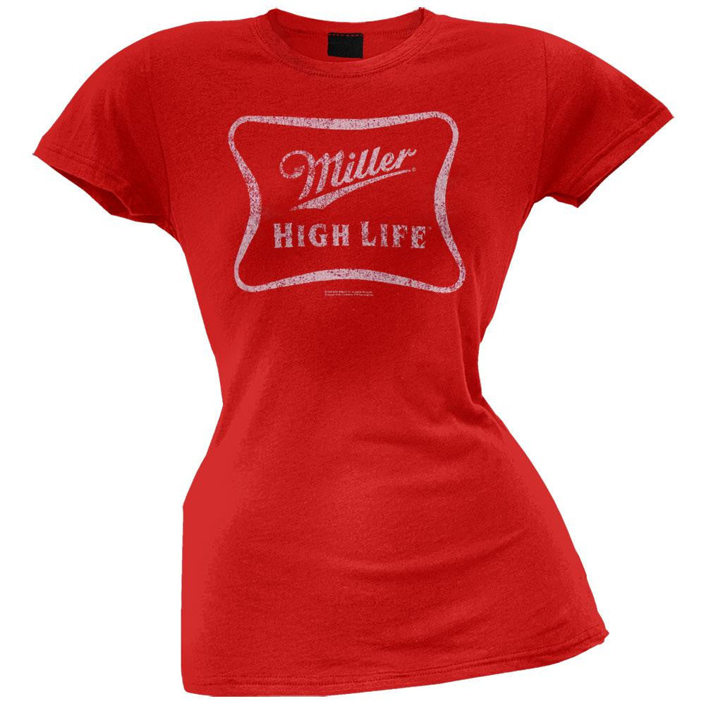 Miller - High Life Juniors T-Shirt Juniors T-Shirts Miller LG Red 