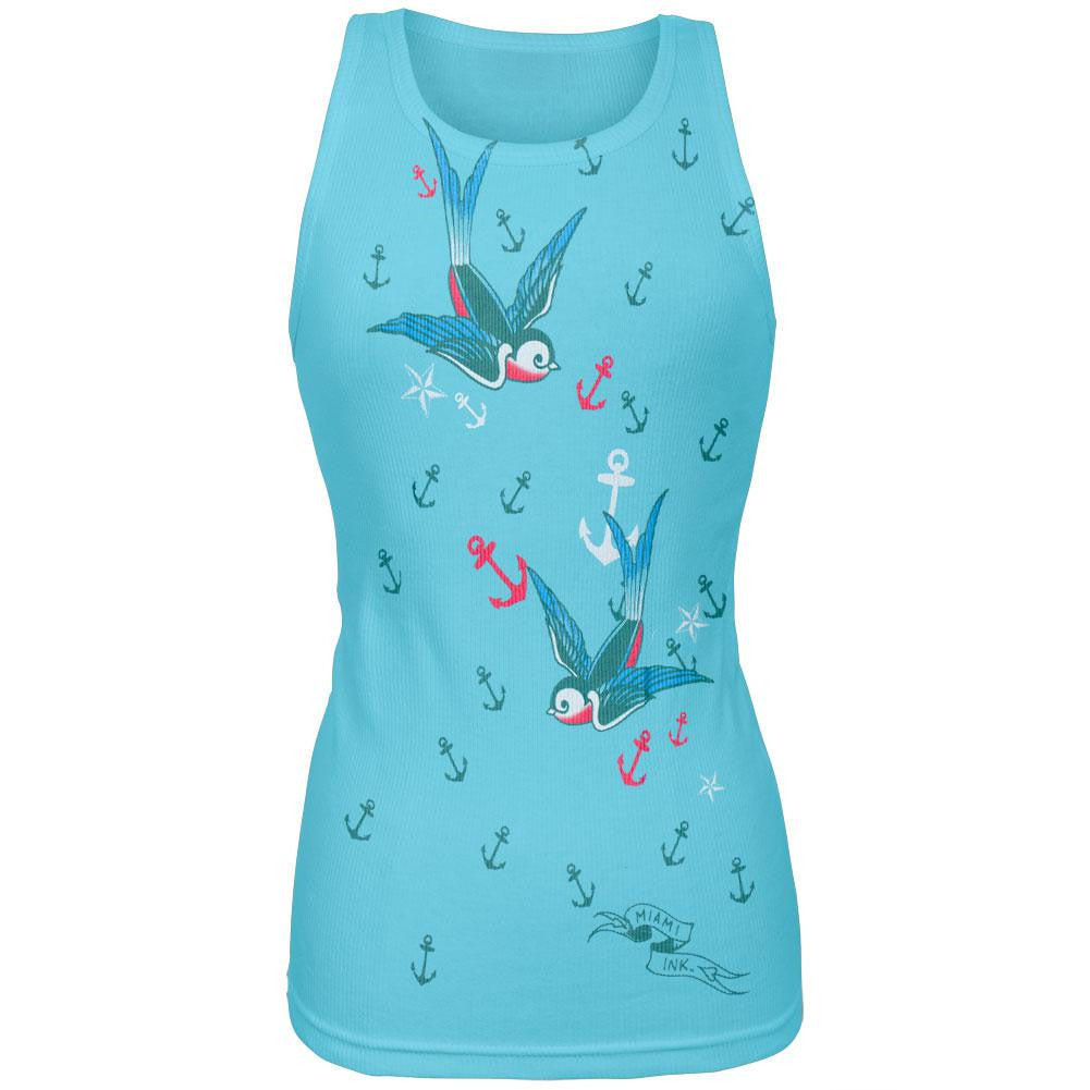 Miami Ink - Sail Away Juniors Tank Top Juniors Tank Tops Miami Ink MD Blue