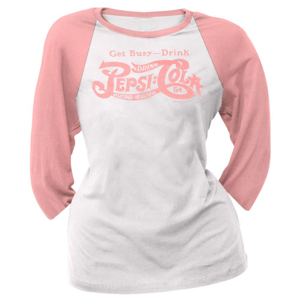 Pepsi - Get Busy Juniors Raglan Juniors Raglans Pepsi LG White 