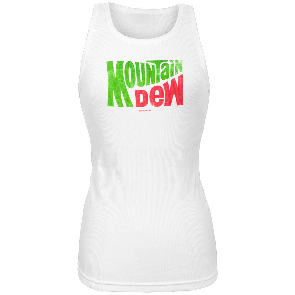 Mountain Dew - Classic Juniors Tank Top Juniors Tank Tops Mountain Dew LG White 