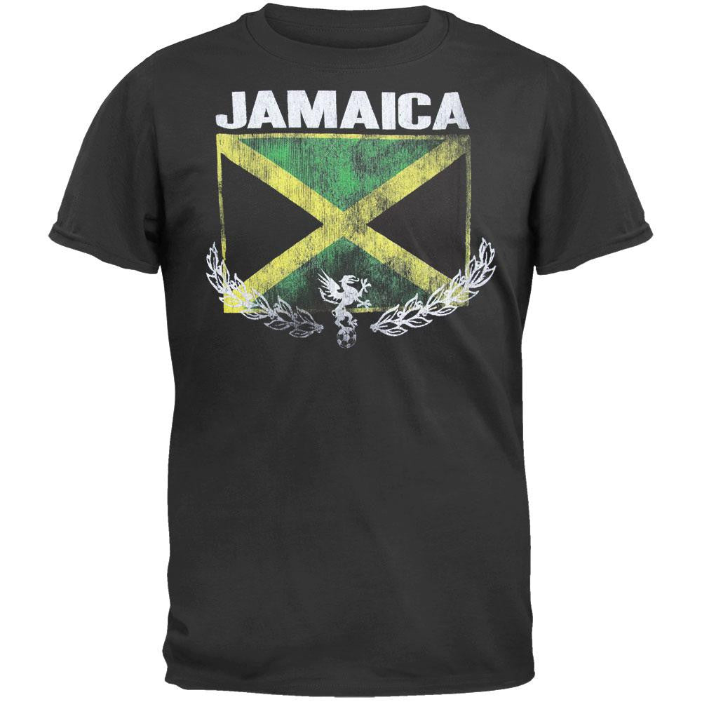 Jamaica Vintage Flag Soccer Soft T-Shirt Men's T-Shirts Old Glory SM Black 