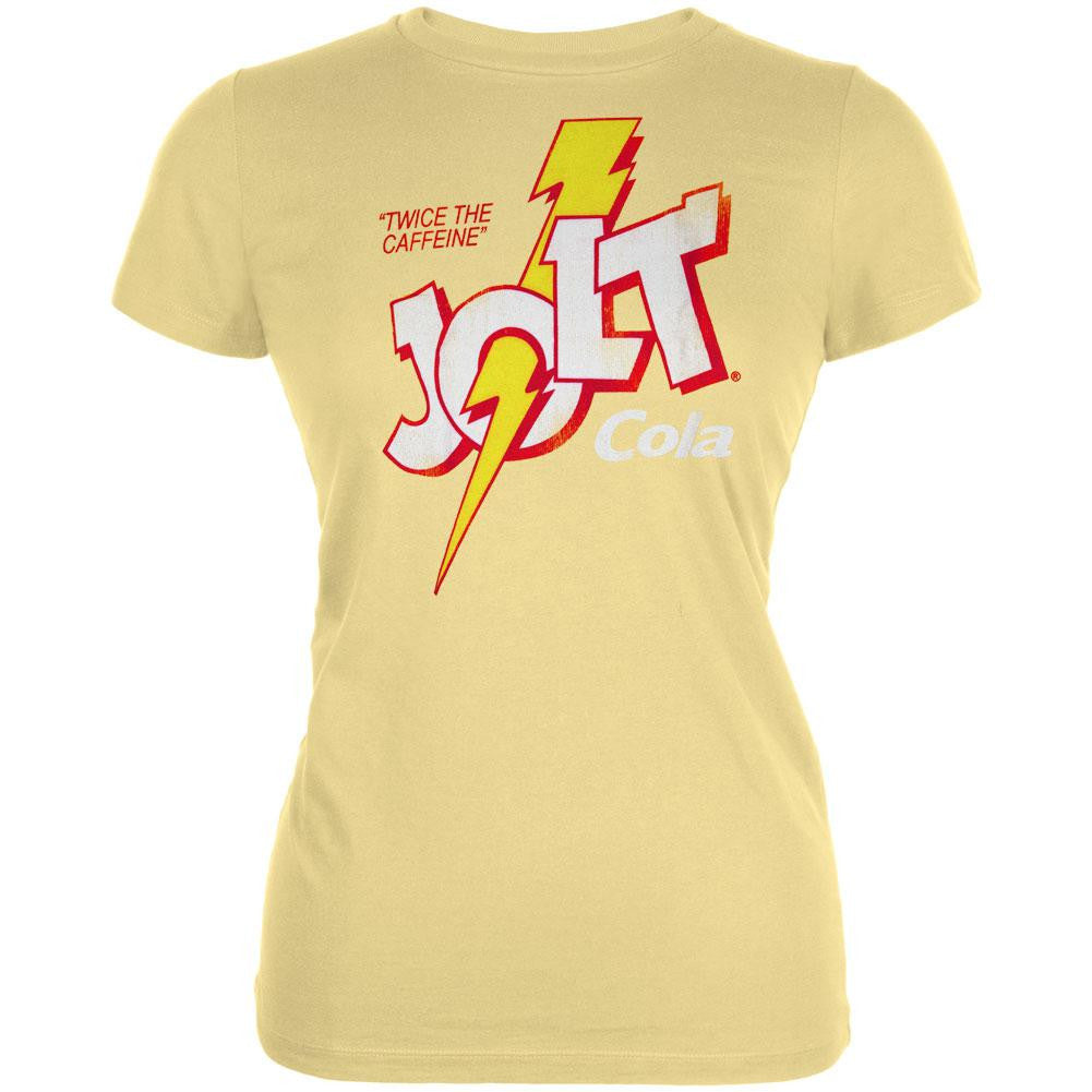 Jolt Cola - Vintage Logo Juniors Light Yellow T-Shirt Juniors T-Shirts Jolt SM Yellow