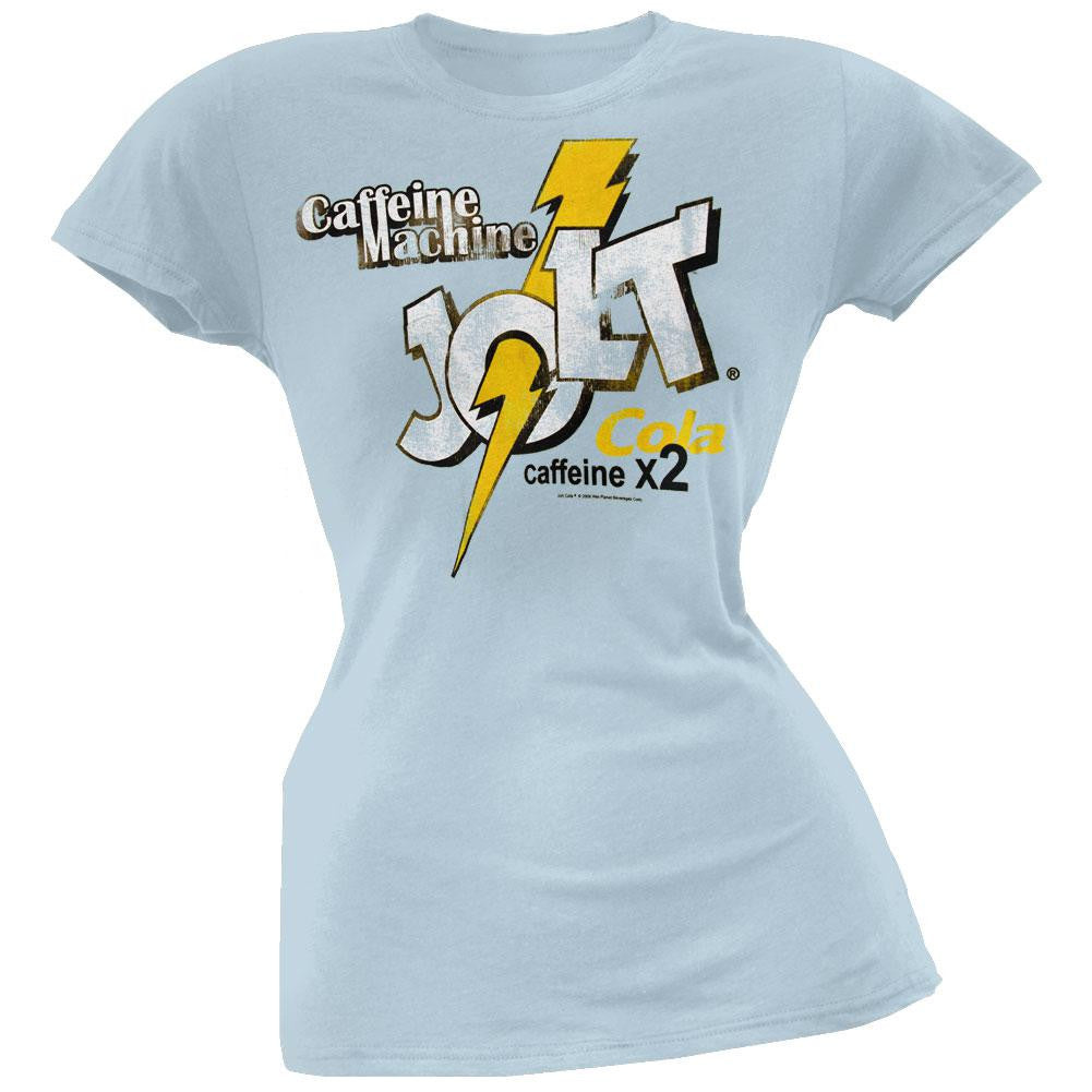 Jolt Cola - Caffeine Machine Juniors Light Blue T-Shirt Juniors T-Shirts Jolt SM Blue