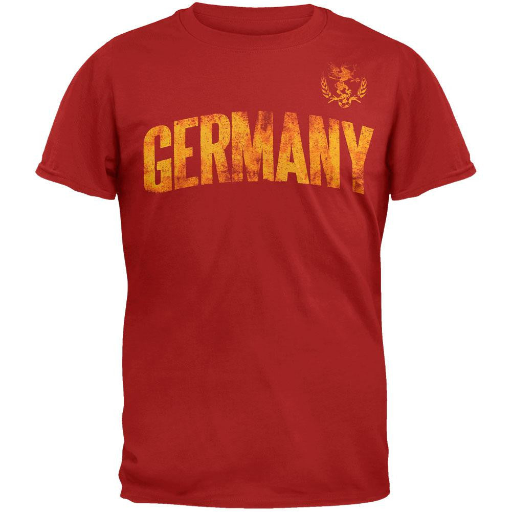 Germany Distressed Soccer Soft T-Shirt Men's T-Shirts Old Glory LG Red 