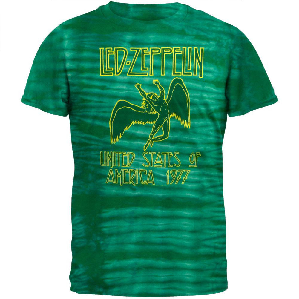 Led Zeppelin - 1977 Green Tie-Dye T-Shirt Men's T-Shirts Led Zeppelin MD Green