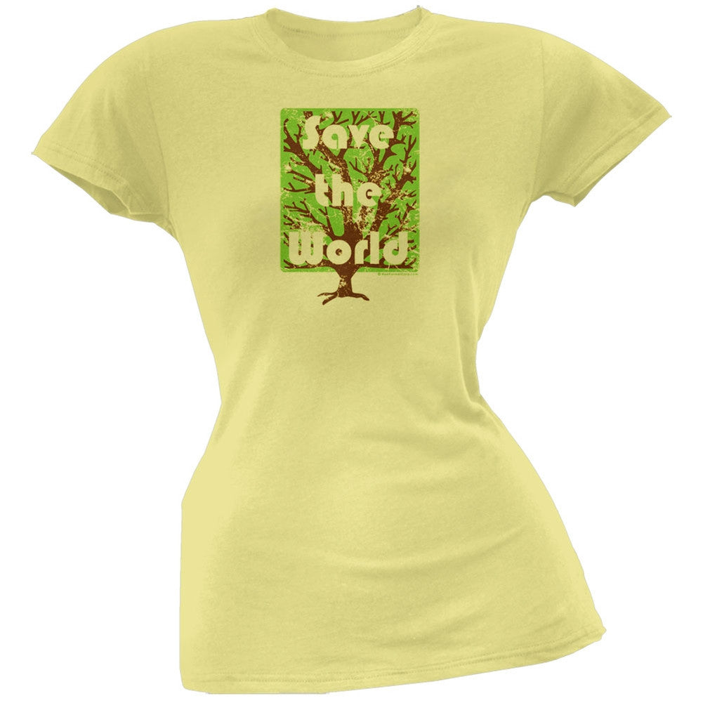 Earth Day - Save The World Distressed Organic Women's T-Shirt Women's T-Shirts Old Glory   