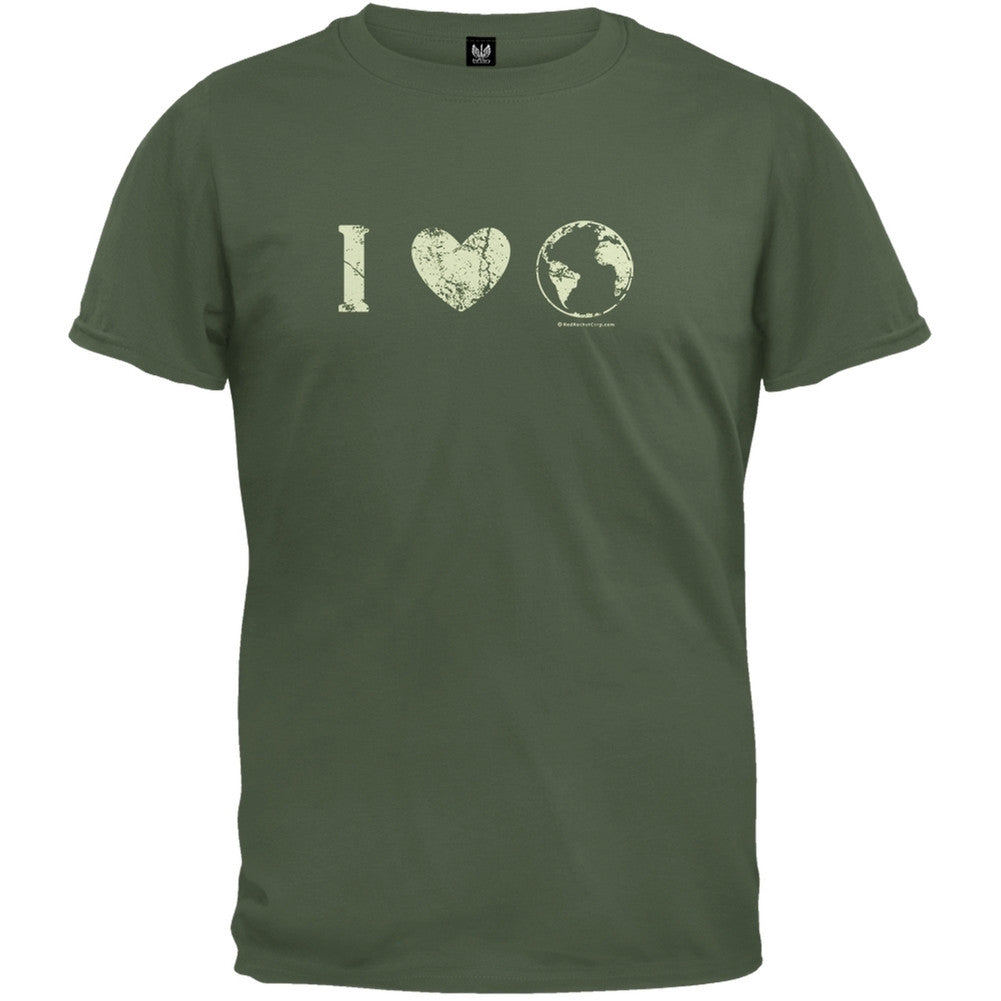 Earth Day - I Heart The Earth Distressed Organic T-Shirt Men's T-Shirts Old Glory   