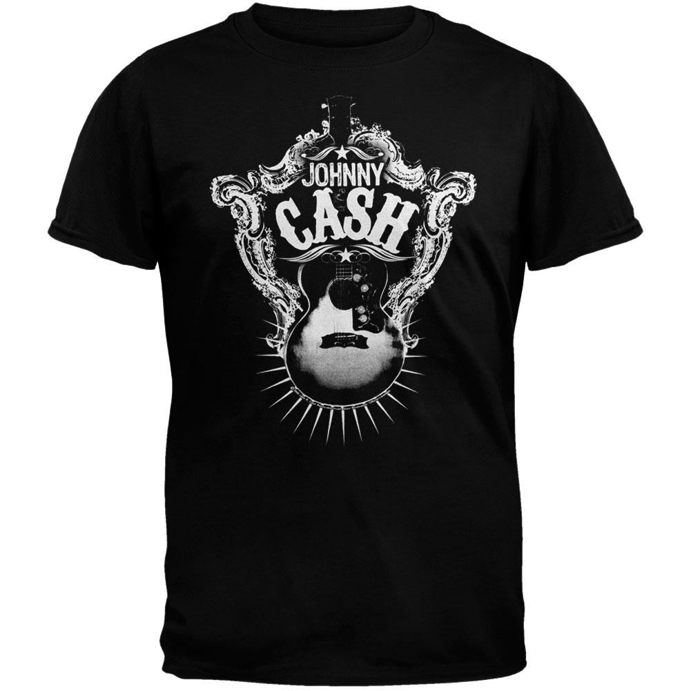 Johnny Cash - Guitar Target Soft T-Shirt Men's T-Shirts Johnny Cash LG Black 