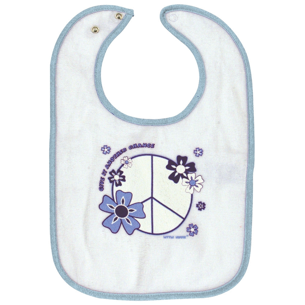 Little Hippie - Peace Light Blue Infant Snap Bib Bibs Old Glory   