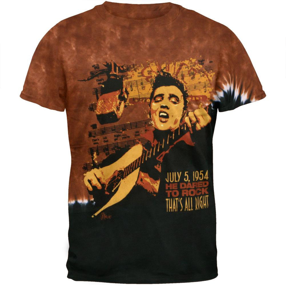 Elvis Presley - Dared To Rock Tie Dye T-Shirt Men's T-Shirts Elvis Presley MD Brown