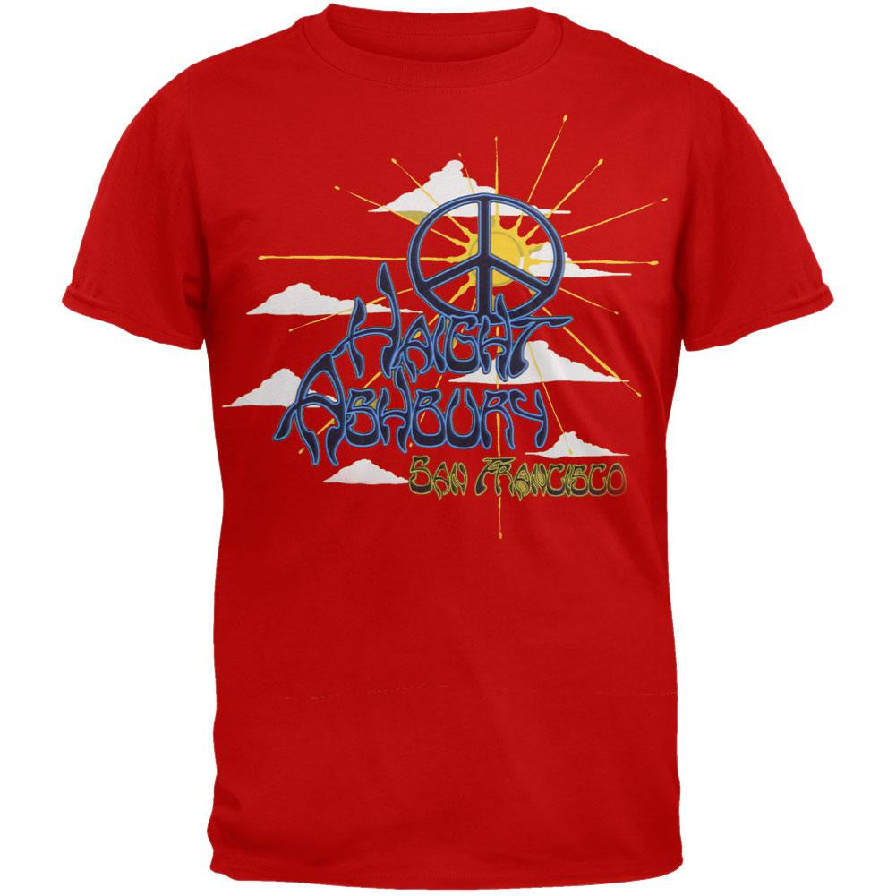 Haight Ashbury - Peace Rays Red T-Shirt Men's T-Shirts Old Glory XL Red 