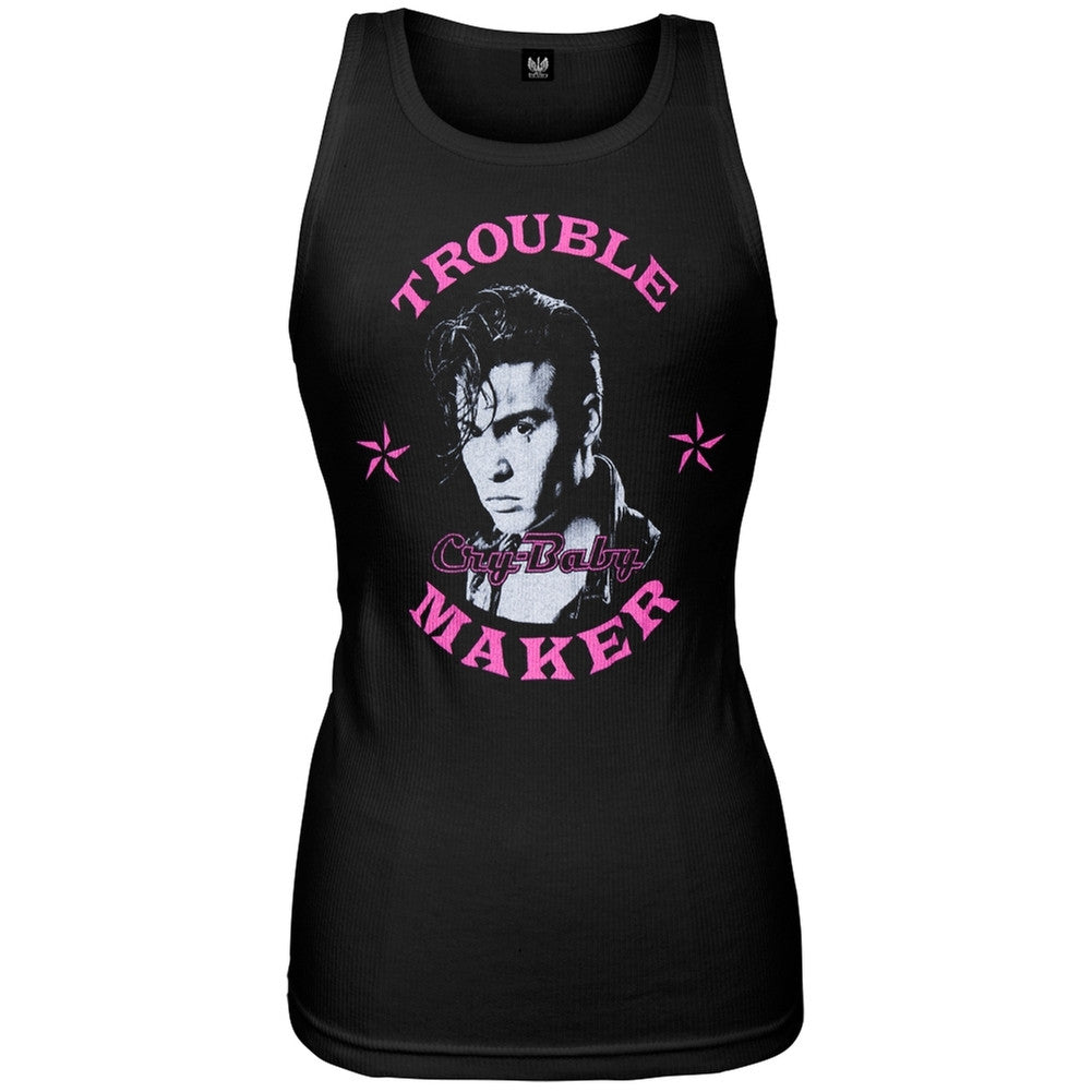 Cry Baby - Trouble Maker Juniors Tank Top Juniors Tank Tops Cry Baby MD Black 