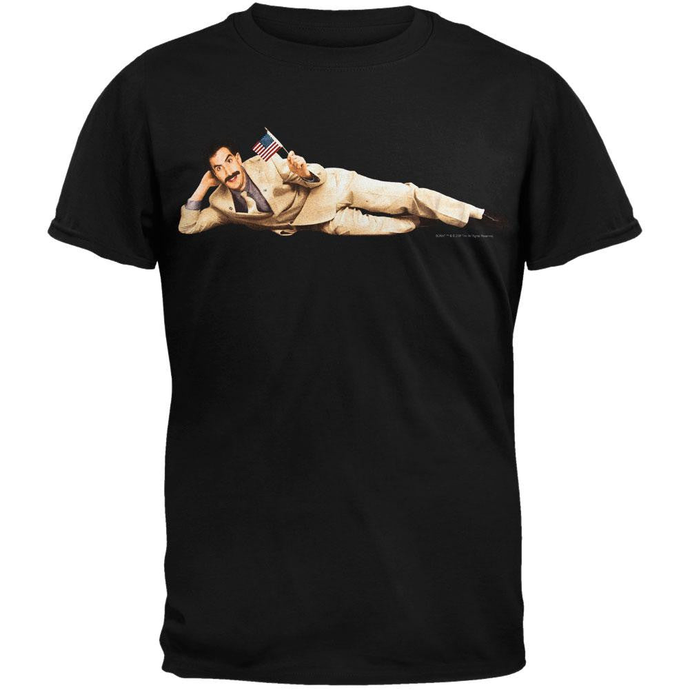 Borat - Lying Down Soft T-Shirt Men's T-Shirts Borat SM Black 