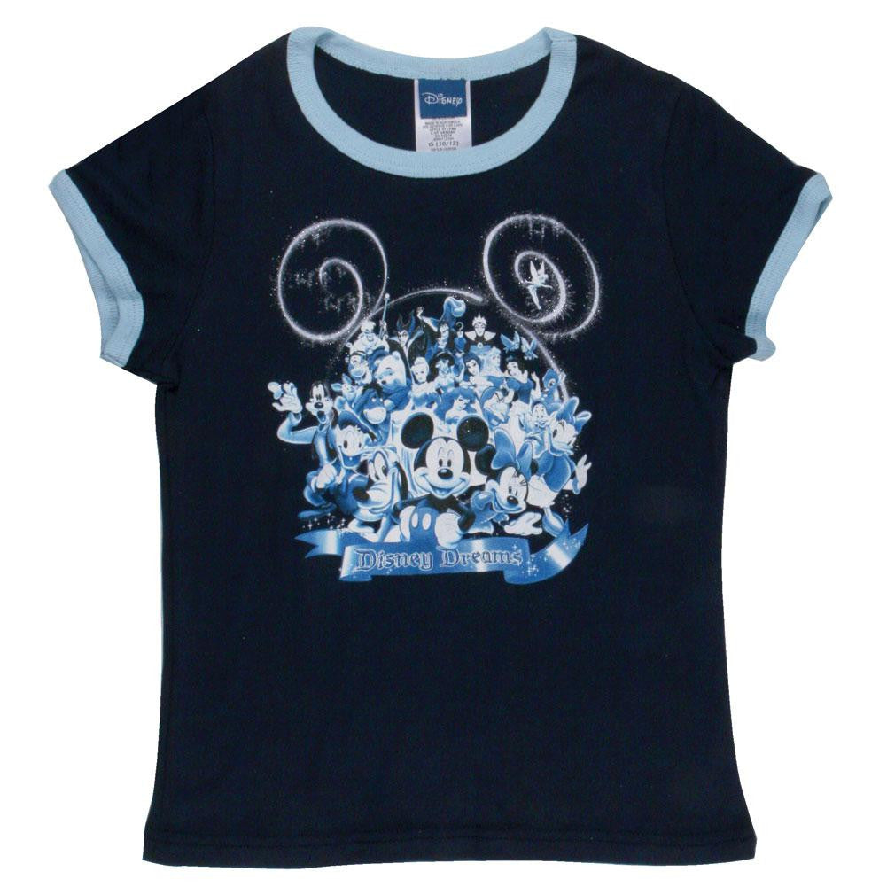 Disney - Dreams Girl's Ringer T-Shirt Youth T-Shirts Disney Characters MD Blue 