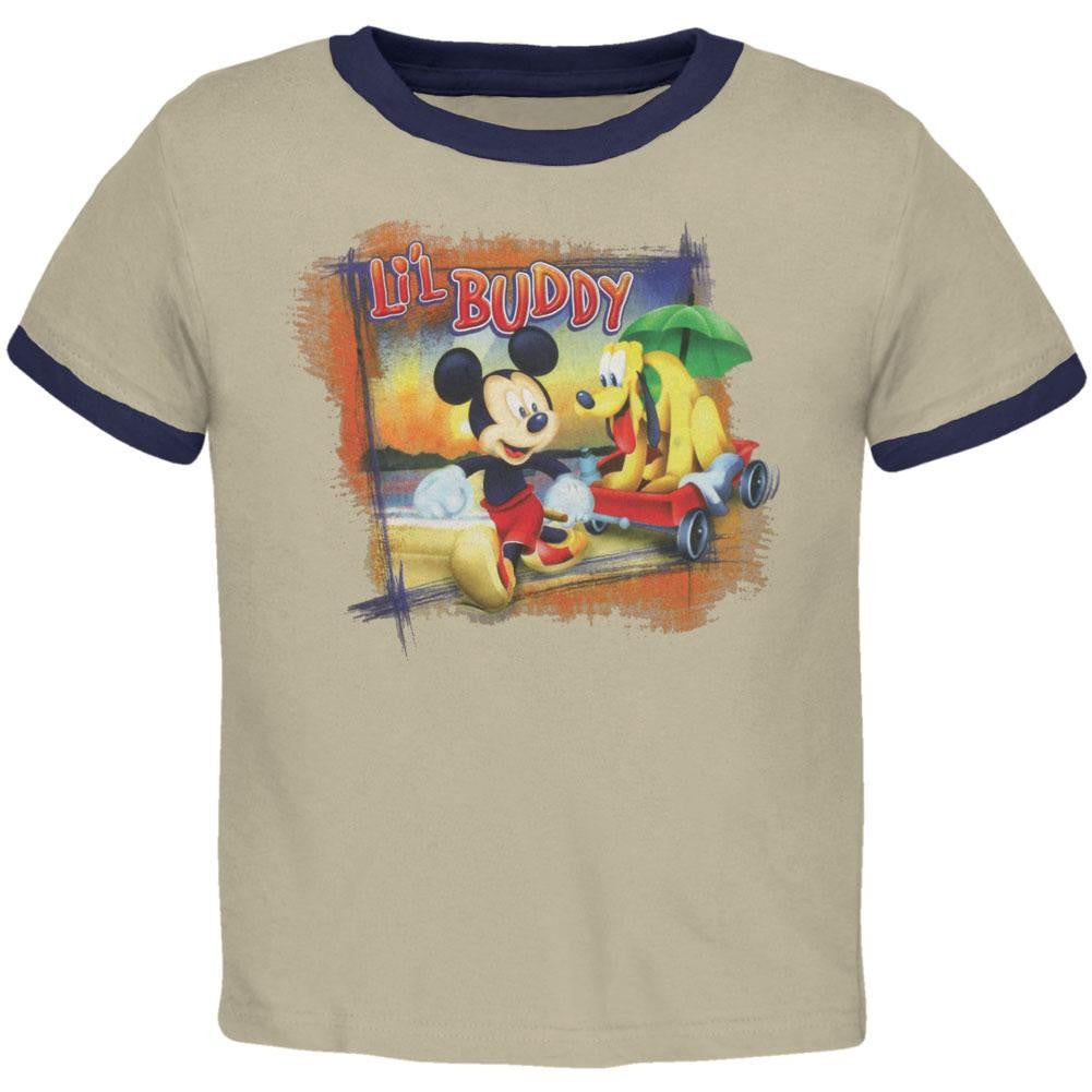 Disney - Lil' Buddy Girl's Ringer T-Shirt Youth T-Shirts Disney Characters LG Beige 