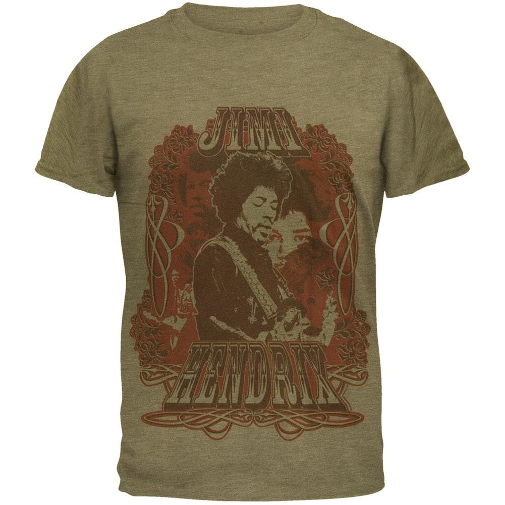 Jimi Hendrix - Collage Soft T-Shirt Men's T-Shirts Jimi Hendrix SM Green 