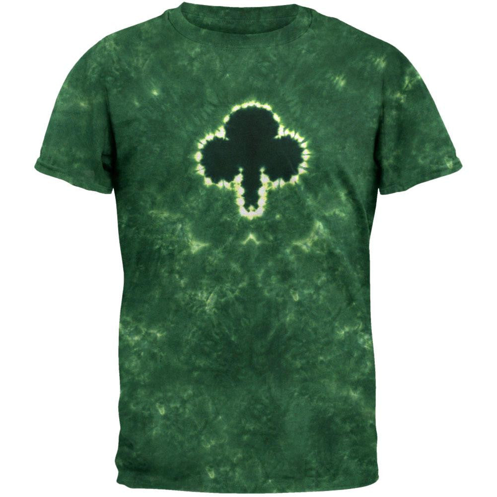 Large Shamrock Tie Dye T-Shirt Men's T-Shirts Old Glory 2XL Green 