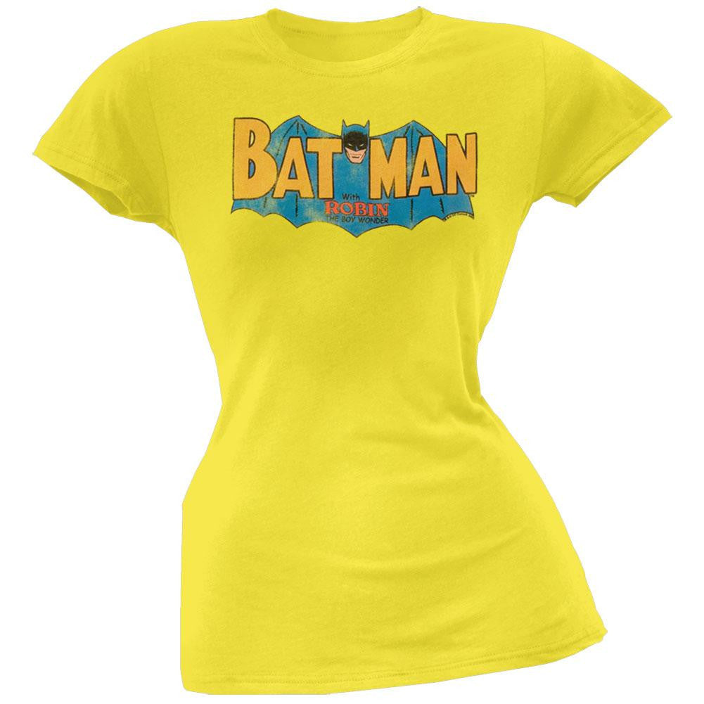 Batman - Classic Logo Juniors T-Shirt Juniors T-Shirts Batman XL Yellow