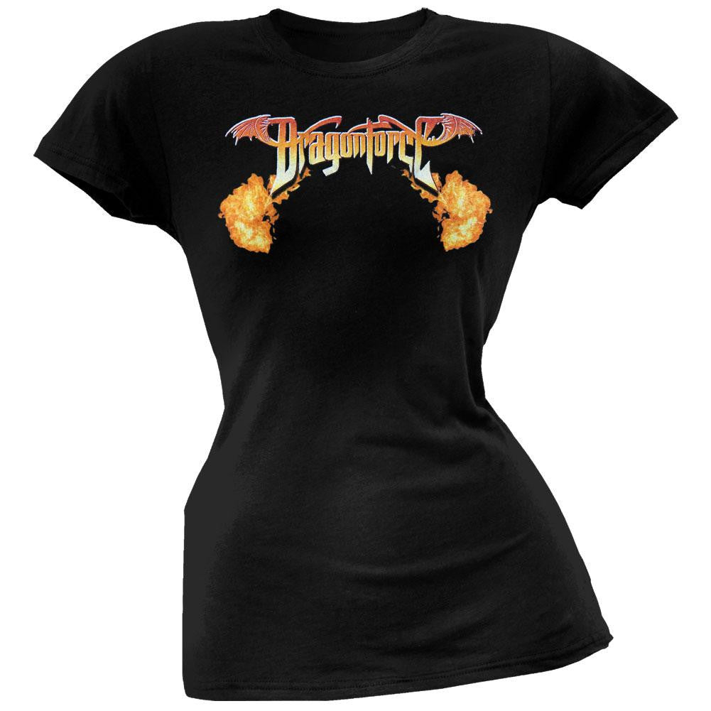 Dragonforce - Two Flames Juniors T-Shirt Juniors T-Shirts Dragonforce LG Black 