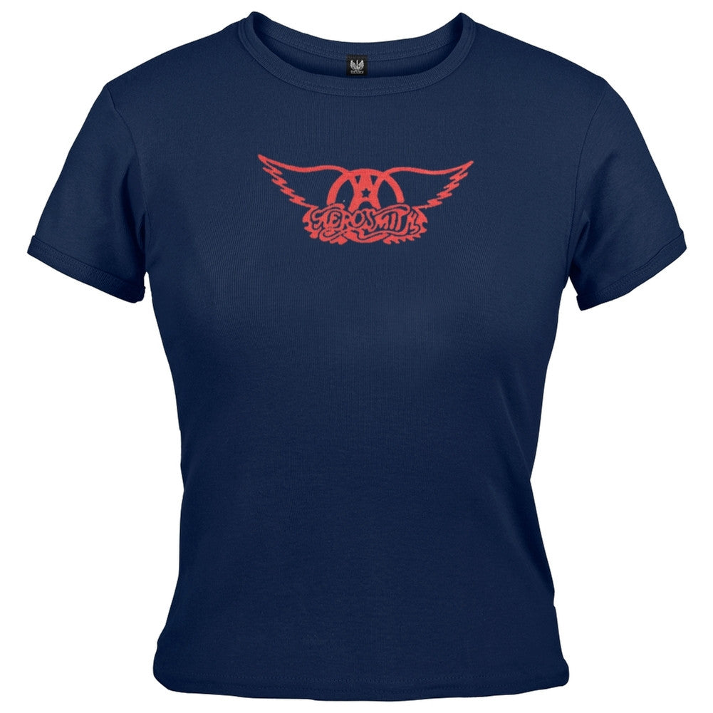 Aerosmith - Juniors Babydoll T-Shirt Juniors Babydolls Aerosmith MD Dark Blue 