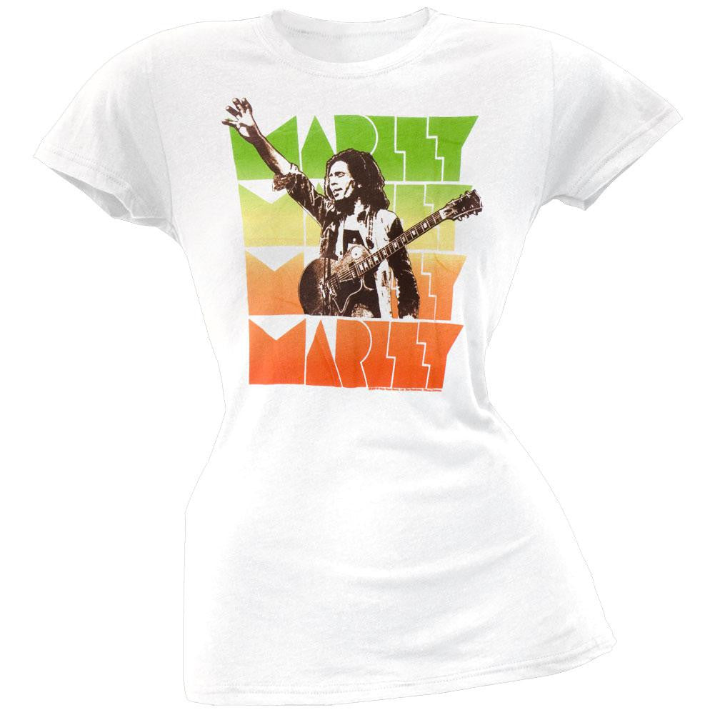 Bob Marley - Retro Juniors T-Shirt Juniors T-Shirts Bob Marley SM White