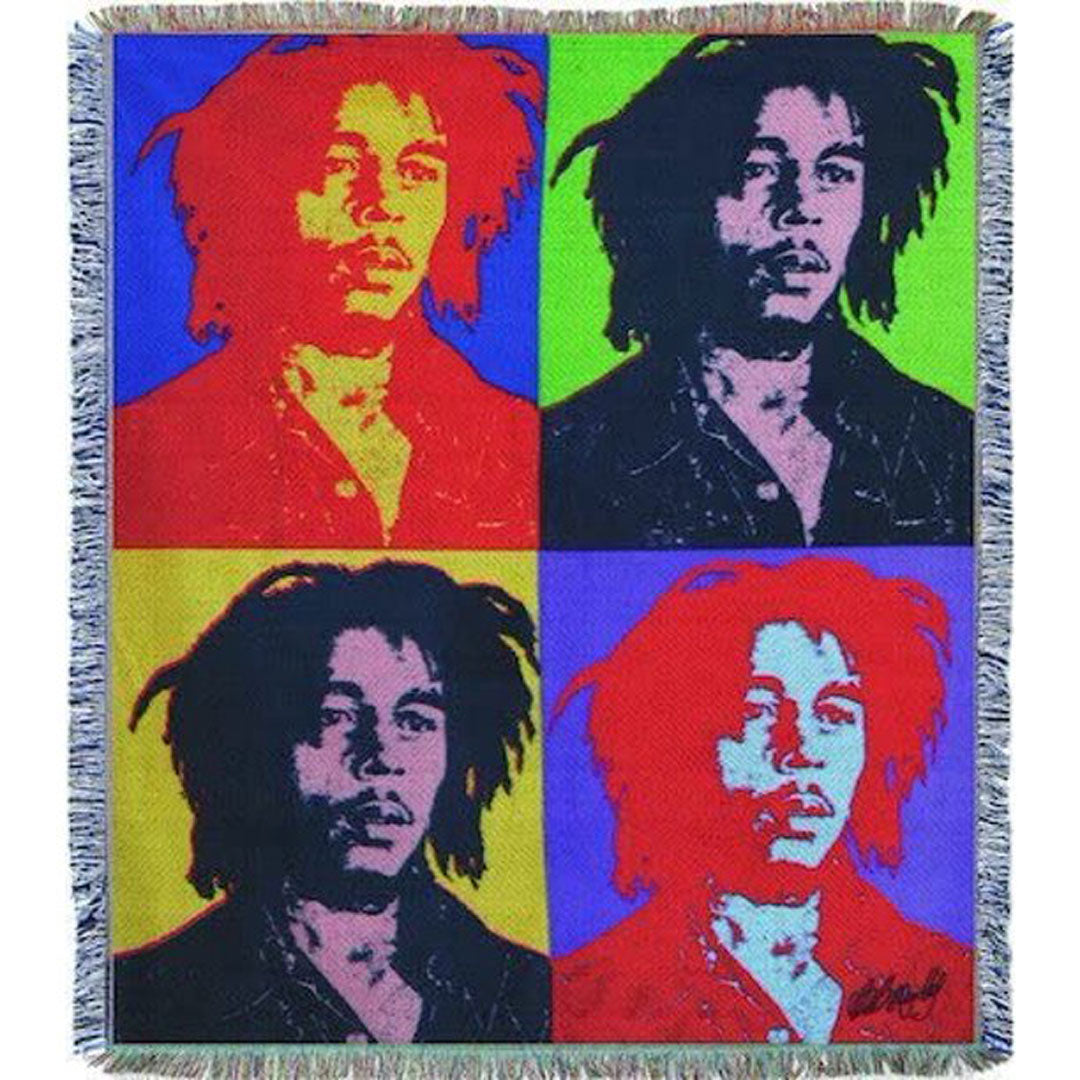 Bob Marley Woven Warhol Tapestry Throw Blanket Blankets & Throws Bob Marley   