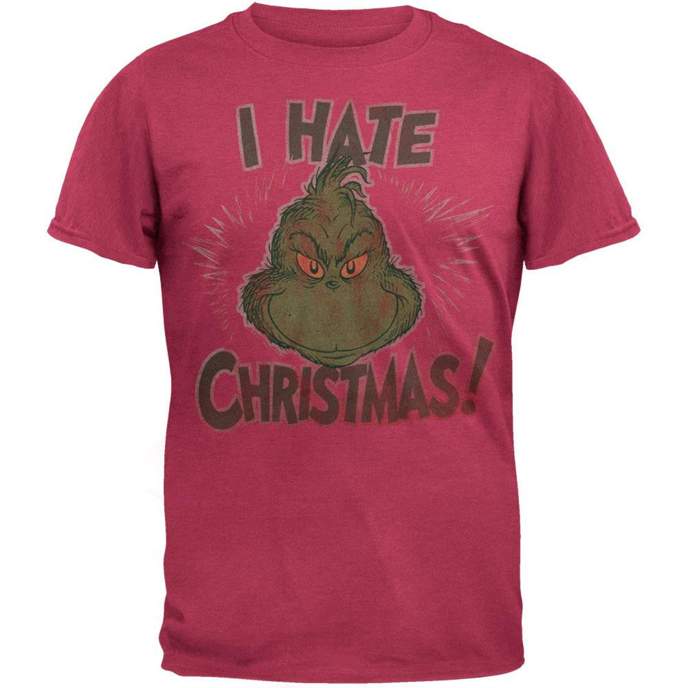 Dr. Seuss - I Hate Christmas Soft T-Shirt Men's T-Shirts Dr. Seuss SM Red 