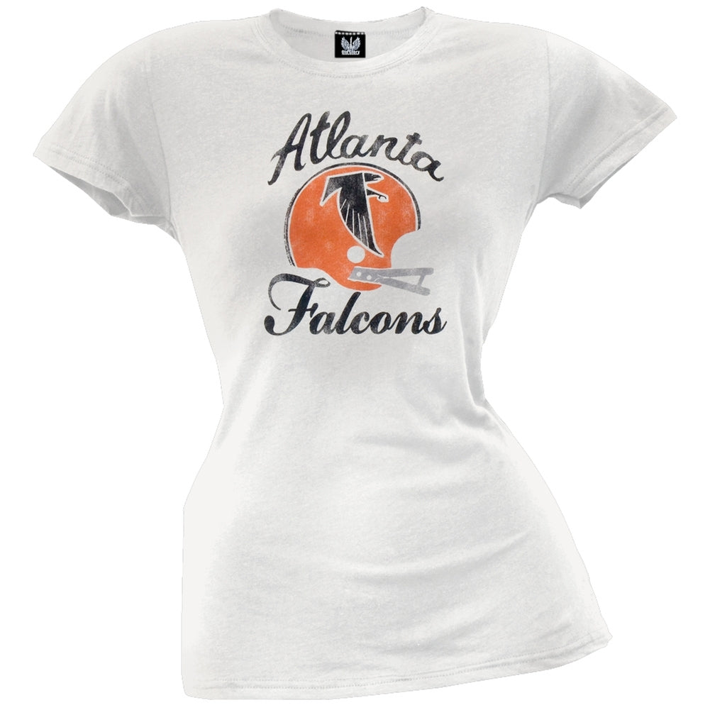 Atlanta Falcons - Distressed Helmet Juniors T-Shirt Juniors T-Shirts Atlanta Falcons SM White