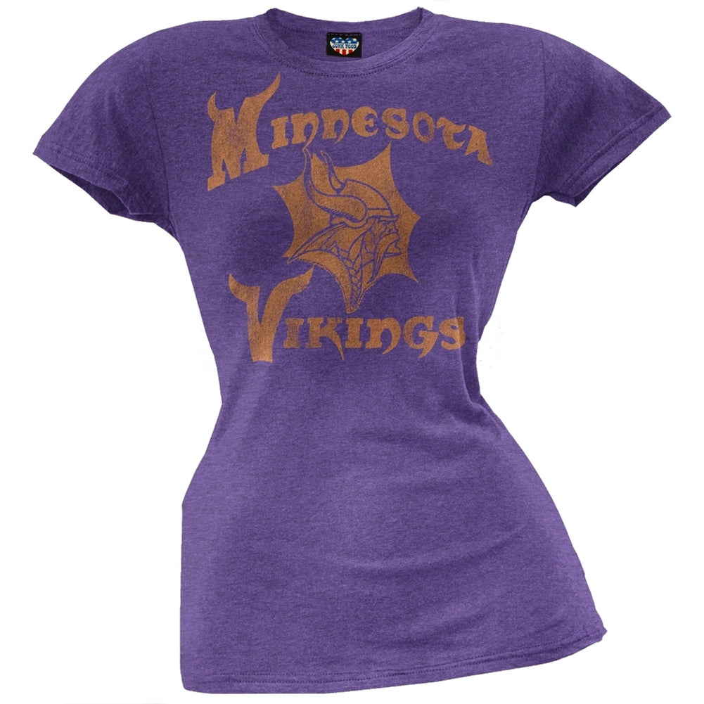 Minnesota Vikings - Distressed Logo Juniors T-Shirt Juniors T-Shirts Minnesota Vikings SM Purple 