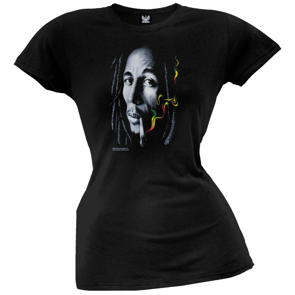 Bob Marley - Smoking Juniors T-Shirt Juniors T-Shirts Bob Marley SM Black