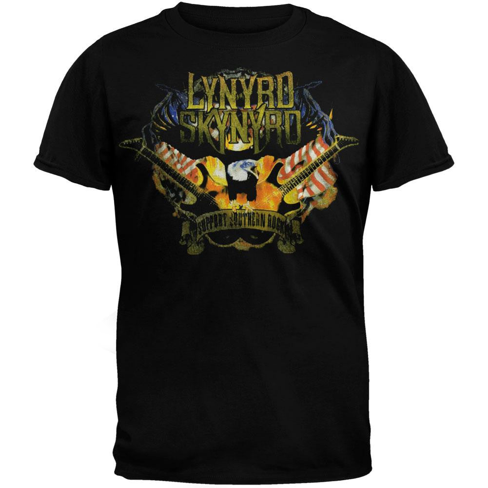 Lynyrd Skynyrd - Support Southern Rock Black T-Shirt Men's T-Shirts Lynyrd Skynyrd MD Black 