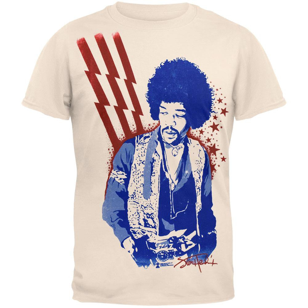 Jimi Hendrix - Stars And Stripes T-Shirt Men's T-Shirts Jimi Hendrix 2XL Off-White 