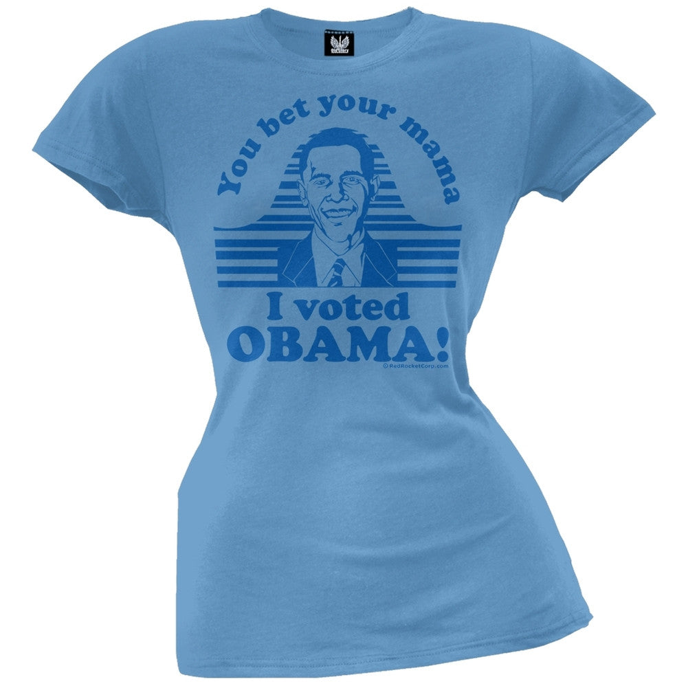 I Voted Obama Juniors T-Shirt Juniors T-Shirts Old Glory SM Blue 