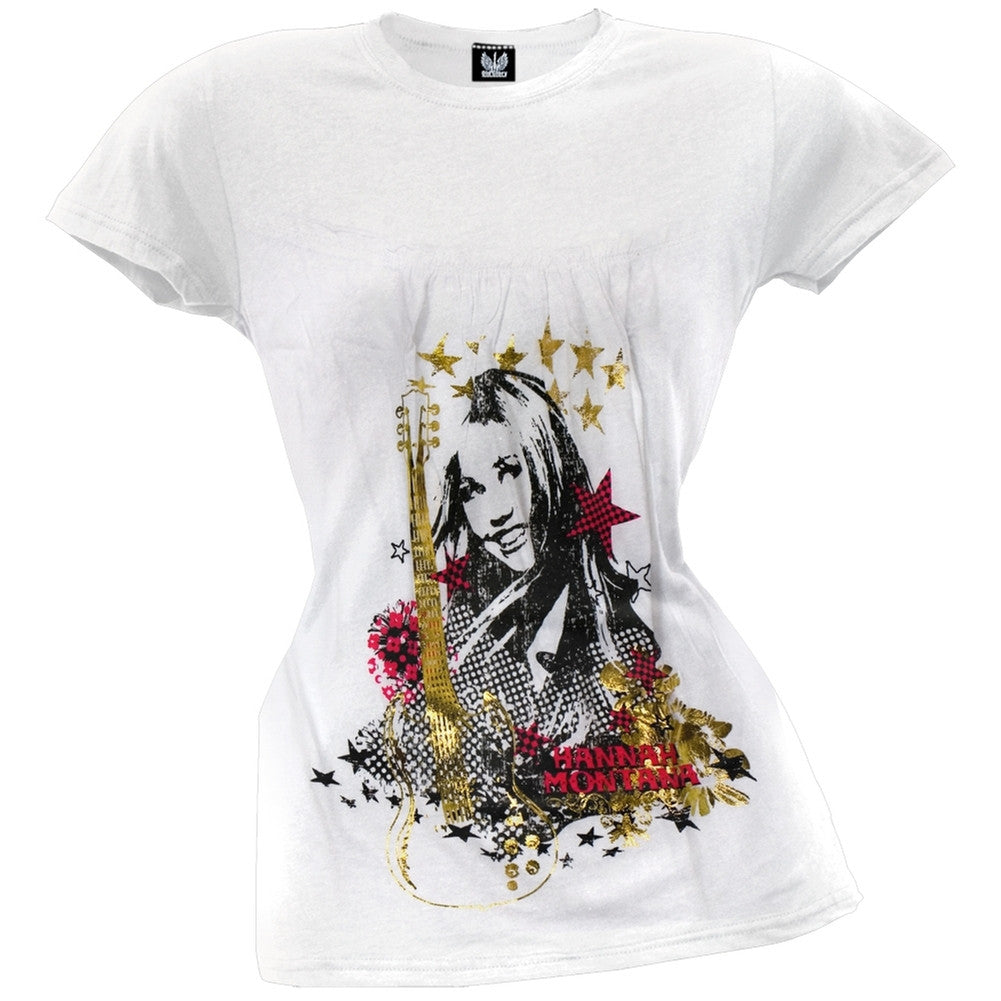 Hannah Montana - Gold Guitar Junior T-Shirt Juniors T-Shirts Hannah Montana 2XL White 