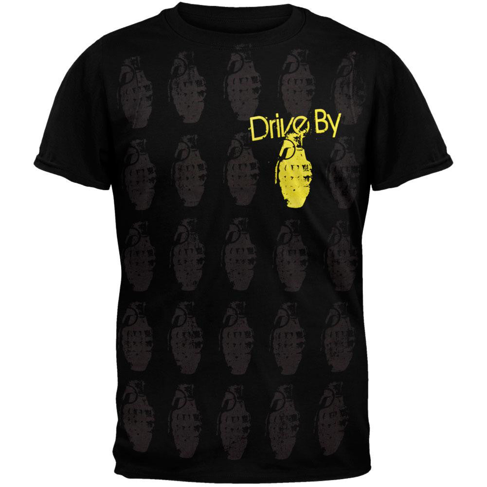 Drive By - Grenade Pattern Soft T-Shirt Men's T-Shirts Drive By SM Black 