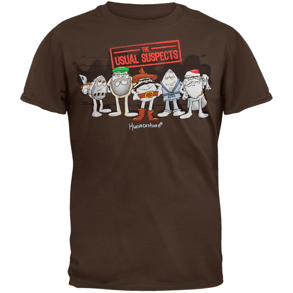 Huevo Cartoon - Usual Suspects T-Shirt Men's T-Shirts Huevo Cartoon LG Brown 