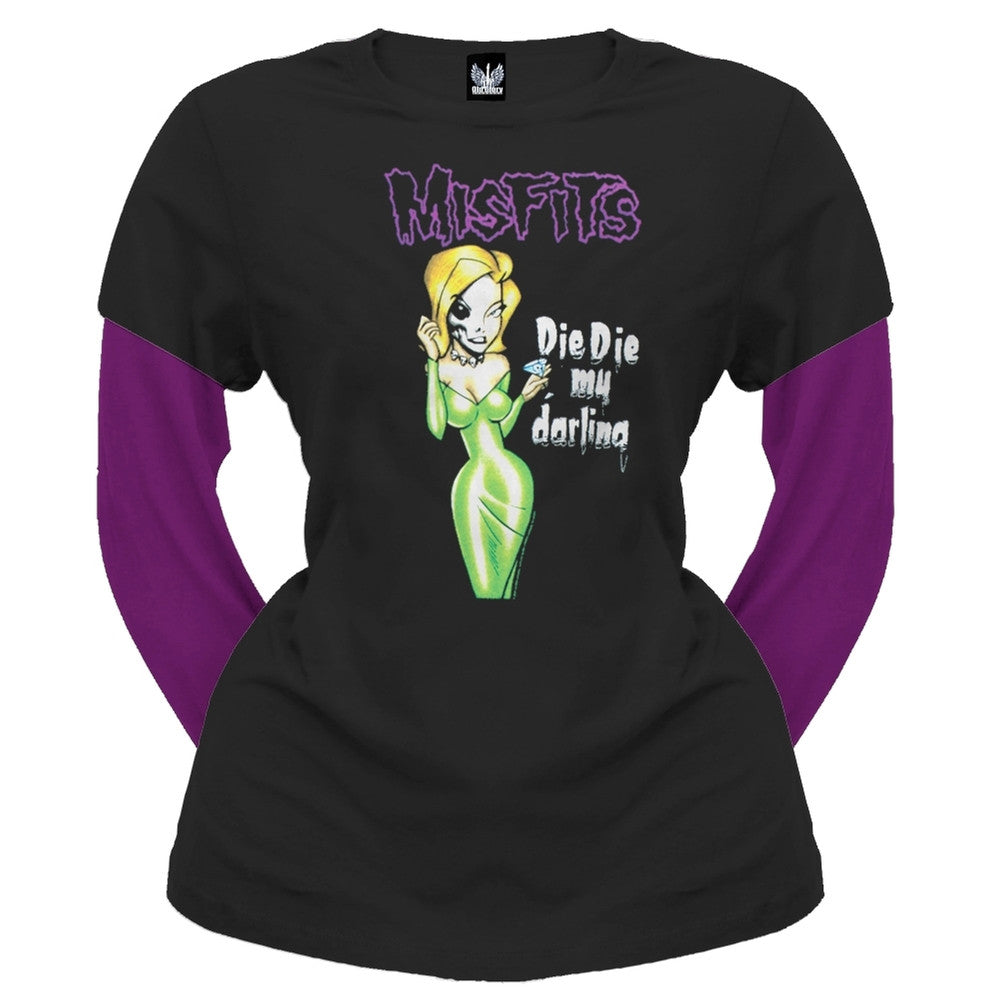 Misfits - Die My Darling Juniors 2Fer Long Sleeve T-Shirt Juniors Long Sleeves Misfits   