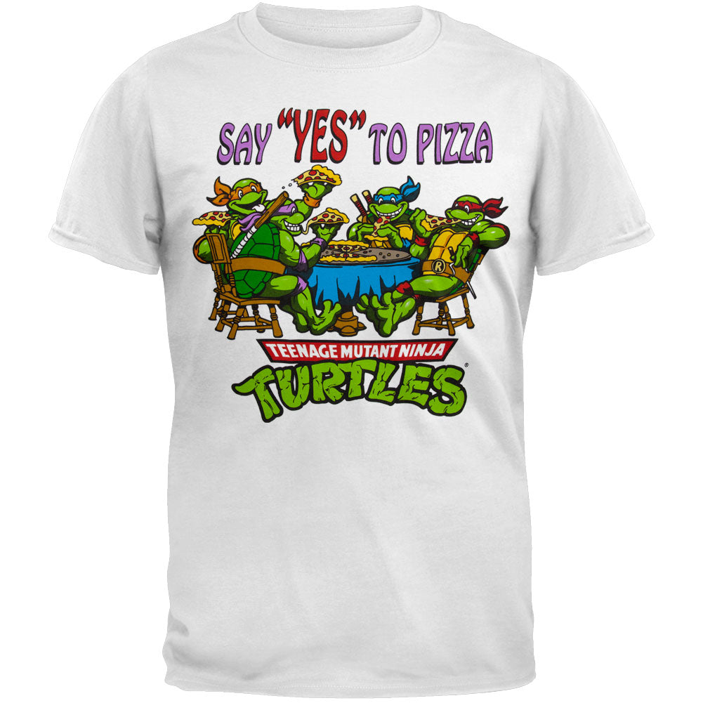 Teenage Mutant Ninja Turtles - Yes To Pizza Soft T-Shirt Men's T-Shirts Teenage Mutant Ninja Turtles SM White 